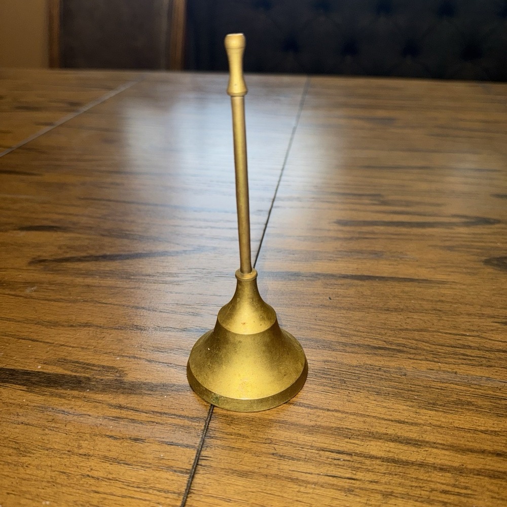 Vintage Brass Hand Bell 6" Tall Service Dinner Patina Made In India